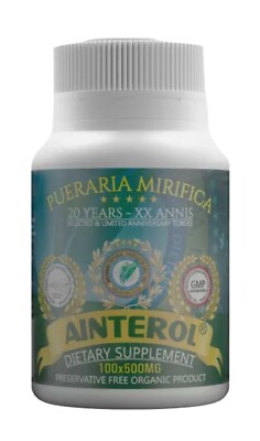 AINTEROL Pueraria Mirifica 20 Years Annis Root Powder 500mg x100Caps Ship In USA