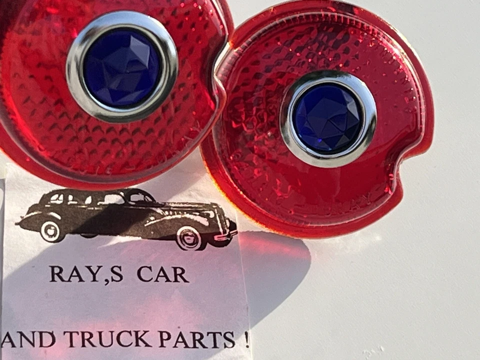 ¡NUEVO PAR DE LENTES DE PUNTO AZUL DE REPUESTO PARA EL OLDSMOBILE 1937 1938! Foto 4 de 4