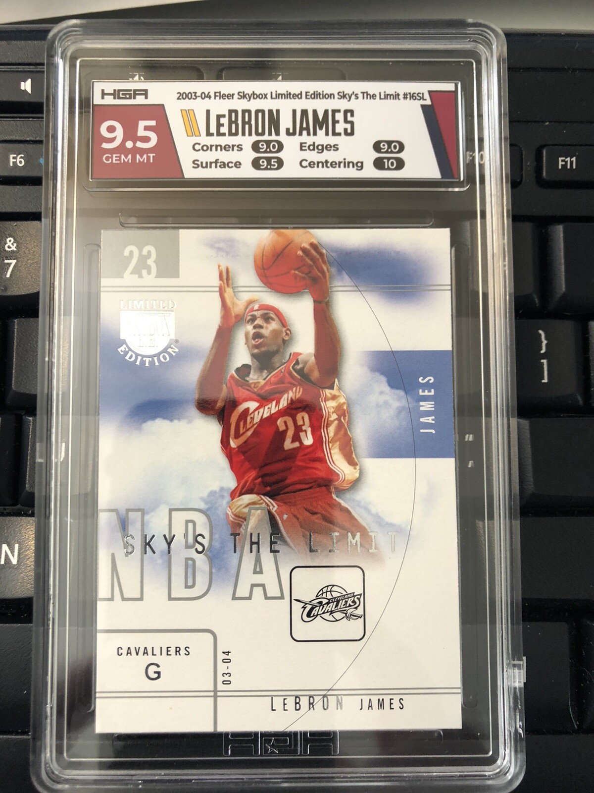 LeBron James 2003-04 Fleer Sky's The Limit Rookie RC  #16SL Pop 1 HGA 9.5
