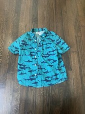 Old Navy Boys Short Sleeve Shark Shirt Button Up