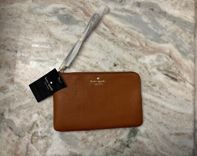Kate Spade Leila Medium L Zip Wristlet Pebble Leather Ginger Kate Spade Leila Medium L Zip Wristlet Pebble Leather Ginger