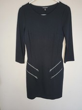 Express Womens Black Zipper Detail 3/4 Sleeve Mini Dress Size Small