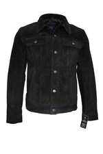 Classic TRUCKER Men's Jacket Genuine Black Suede Leather Western Stylish Shirt