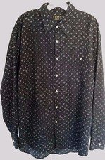 Men's Bogari Studio Long Sleeve Button Front Dress Shirt Black White Size L