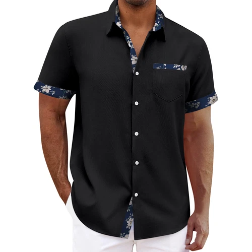 Camisa hawaiana para hombre vintage con botones camisas de boliche manga corta tops - Imagen 17 de 51