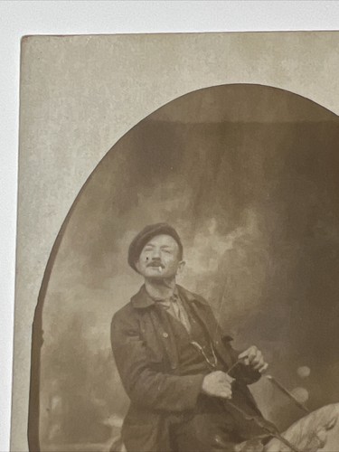 1910 MAN smoking CIGARETTE riding Prop HORSE RPPC Real Photo Postcard - Picture 9 of 10