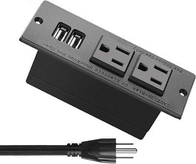 Power Strip Smart Socket Plug Desktop Power Grommet 2 Outlet & 2 USB Ports NEW