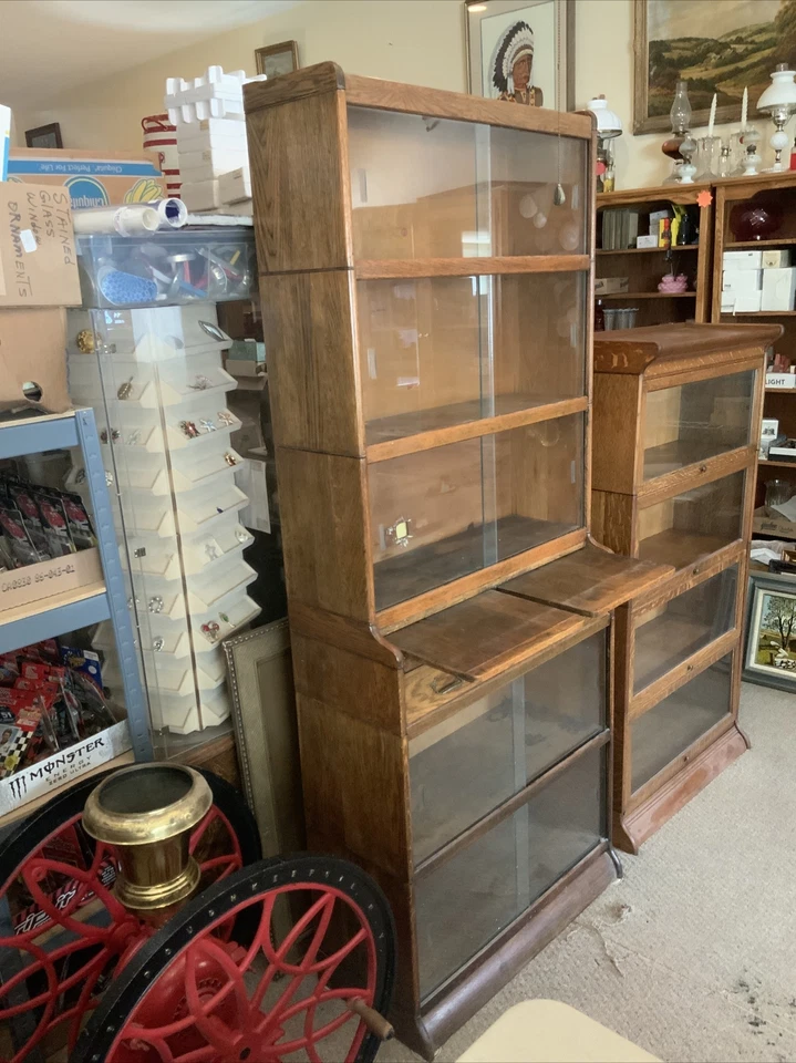 Librería apilable antigua vintage para abogado gabinete de escritorio de vidrio cajón Foto 2 de 4