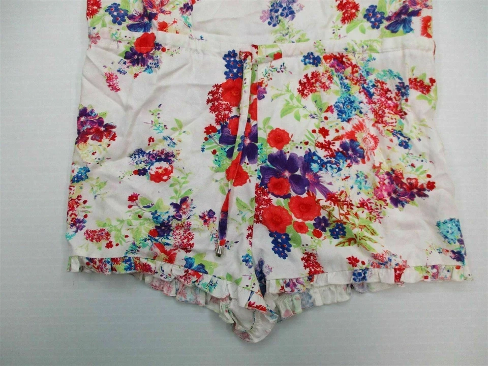 НЕКОТОРЫЕ ДНИ LOVIN женщин размер S спагетти ремень белый цветочный комбинезон шорты - Изображение 2 из 4