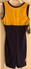 GK BIKETARD CHILD MEDIUM YELLOW NAVY NYLON/SPANDEX DANCE CHEER TANK CM NWT 