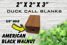 AMERICAN BLACK WALNUT DUCK CALL WOOD TURNING BLANKS, 2" X 2" X 3"  5/8" Bore