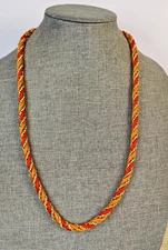 Vtg Beautiful Woman's Orange Gold Tone Twisted Cord Chain Fashion Necklace NICE!