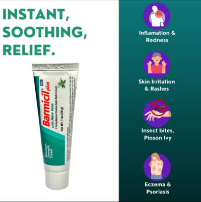 Barrmicil Plus Crema, Alergias de piel Aloe Vera con 1% Hydrocortisone lot of 2