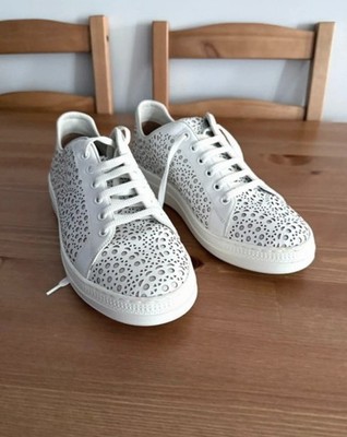 Alaïa Paria Trainers EU39 UK6 White Laser Cut Leather Designer Sneaker