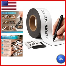 JUZARI Magnetic Dry Erase Tape 25 Feet 3 Inch - White Magnetic Strip Blank
