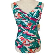 NEW KONA SOL Tropical Floral One Piece Swimsuit Small Colorful Full Coverage