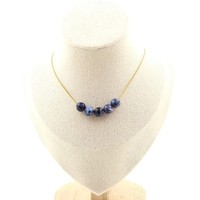 Mineralien Und Steine PréCieuses. Halskette 5 Perlen Jaspis Blau 8 Mm. Kette Ikt