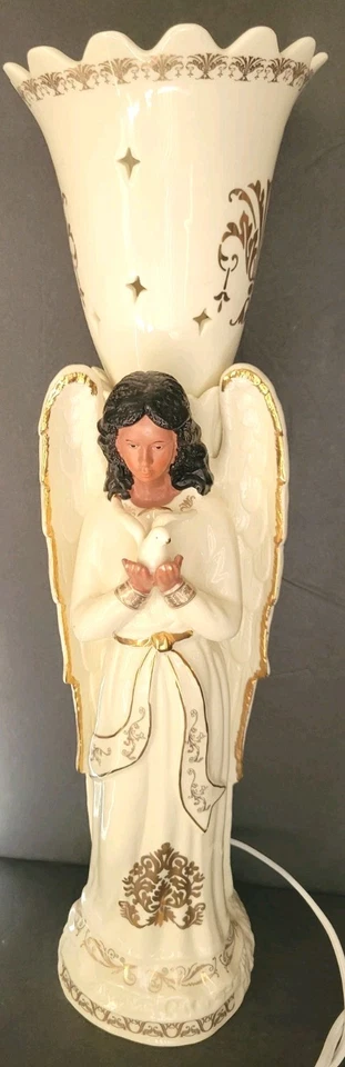 Angel Lamp Season of Glory Ceramic Beige 19" Tested HTF Rare - Image 2 of 4