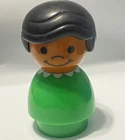 Fisher-Price Little People Girl Figure Green Body Black Hair Vintage Toy