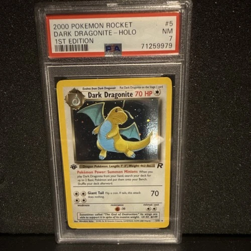 Pokémon TCG Team Rocket Dark Dragonite 1st Edition Holo 5/82 PSA 7