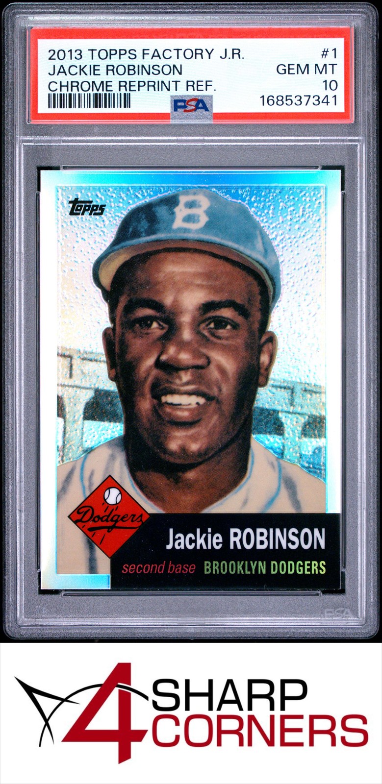 2013 TOPPS JACKIE ROBINSON CHROME REPRINT REFRACTOR #1 HOF PSA 10