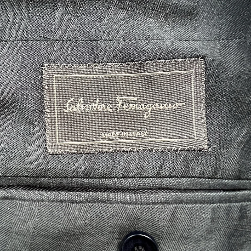 Salvatore Ferragamo черный блейзер куртка мужская 42 R льняной шелк Италия - Изображение 4 из 4