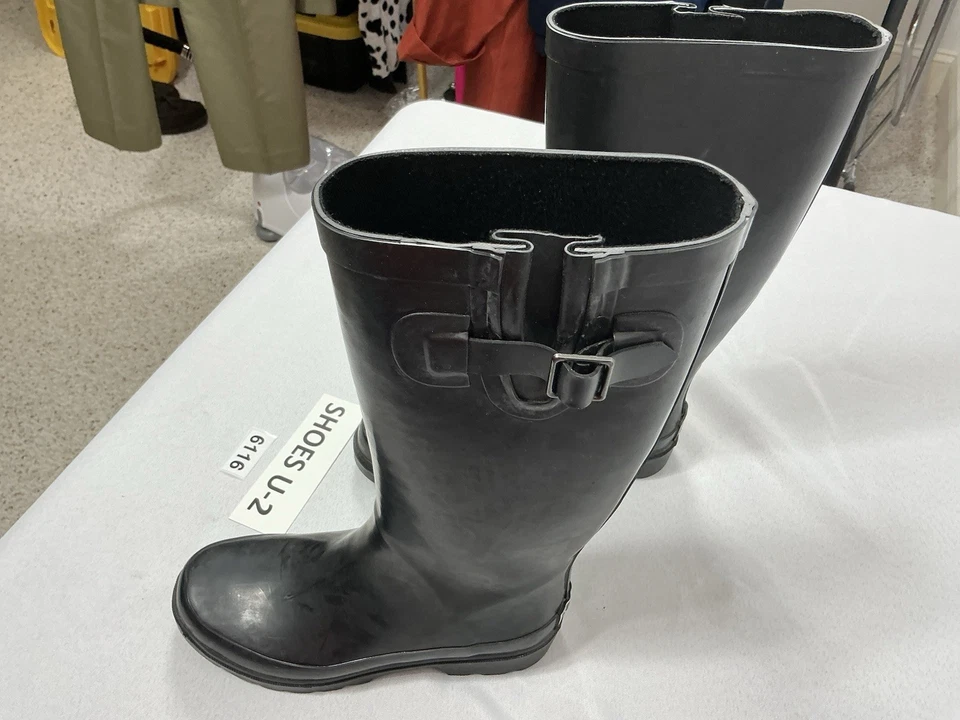 Botas de lluvia para mujer Sugar hasta la rodilla 6 de goma negra  Foto 2 de 4