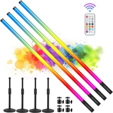 4Pack 4800mAh Battery Powered 4ft RGB led Tube dj Light bar with Stand...
