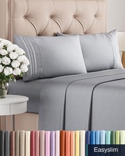 Sheet Set Full Size 4 Piece Microfiber Steel Blue Soft Breathable