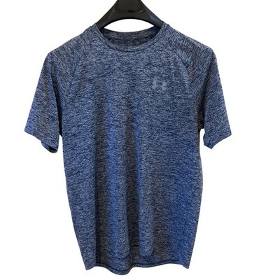 Under Armour Mens M HeatGear Tech Tee Blue Gray Heather Space Dye Training Shirt