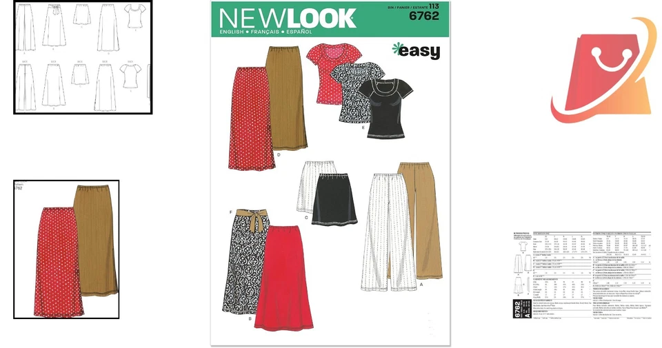 Kit de patrón de costura para mujeres Misses Prendas para el torso Pantalones Faldas XS-XL Fácil de coser Foto 2 de 4