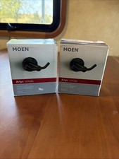2 Moen Y5703BL Double Robe Hook Matte Black Zinc Residential Arlys Collection