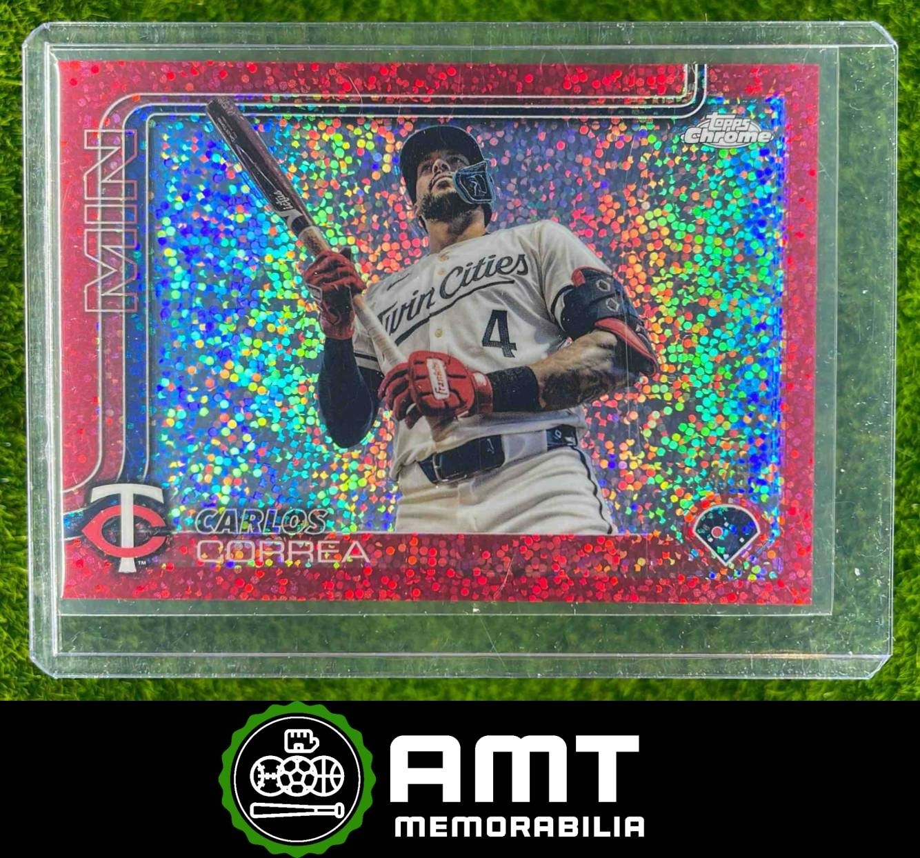 Carlos Correa Image Variation /5 2025 Topps Chrome Red Speckle Twins #204