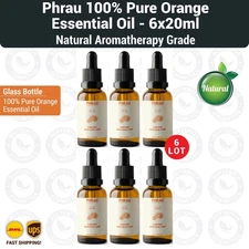 Phrau 100% Pure Orange Essential Oil, Natural Aromatherapy Grade  (6×20ml)