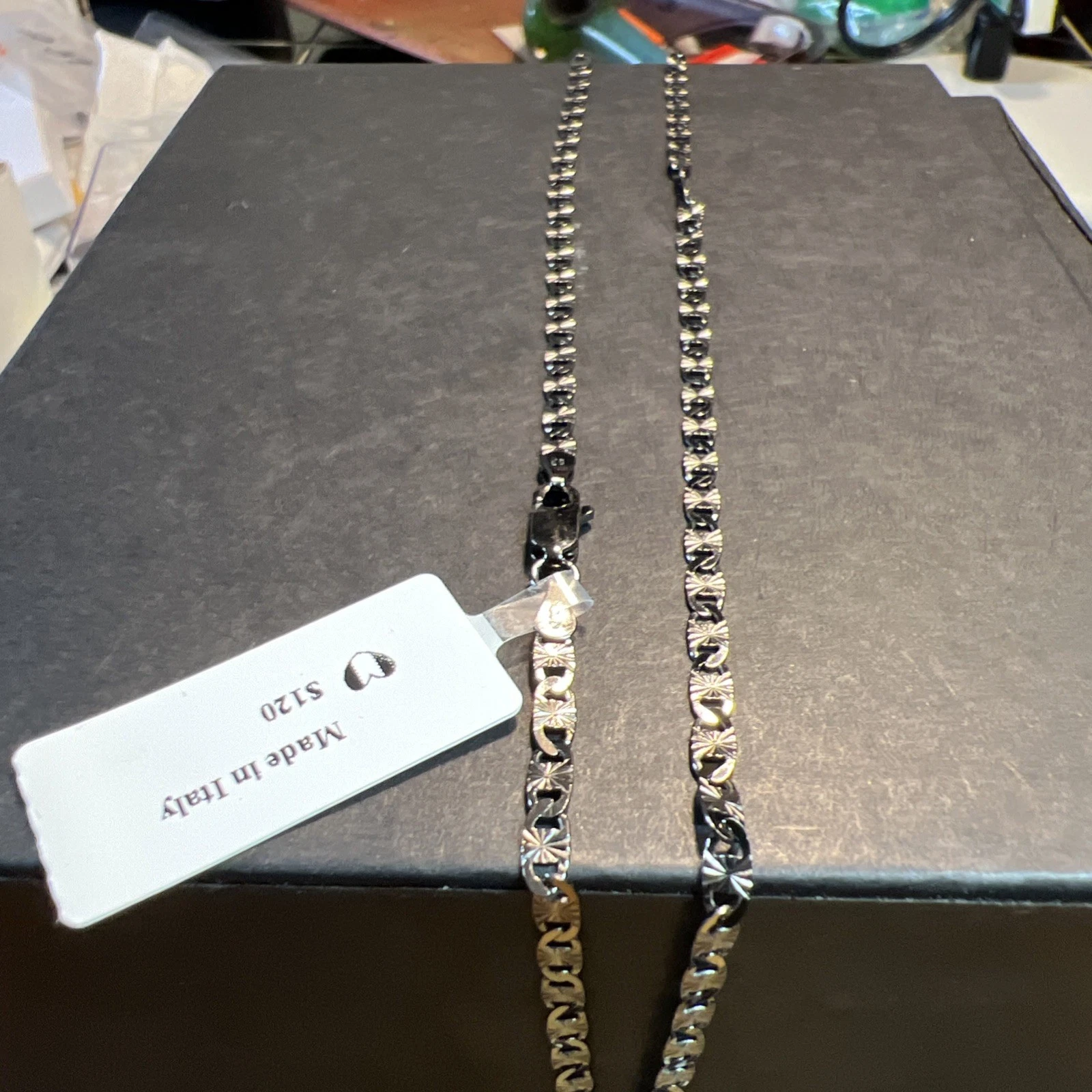 Collana Valentino Rodiato Nero Oltre Argento 925 Sunburst 18 Pollici 2 8 Mm