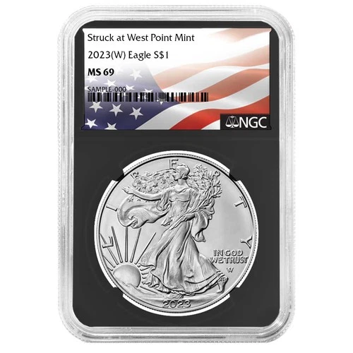 2023 (W) $1 1-oz American Silver Eagle NGC MS69 Flag Label Retro Core