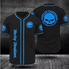 Harley--Davidson Baseball Jersey Design 3D Full Size, Gift For Fans