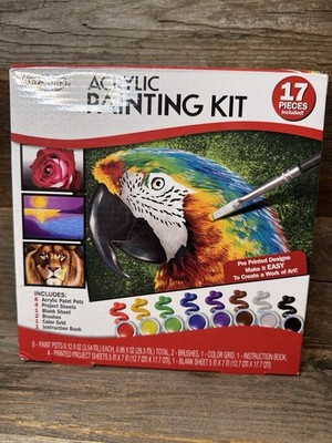 Artskills Acrylic Painting Kit, 17 Pieces Project Sheets, Paint Pots, Brush
