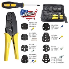 Insulated Cable Connectors Terminal Ratchet Crimping Wire Crimper Plier Tool Set