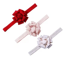 Onedor Baby Turban Knotted Elastic Bows Headbands 1 Count (Pack of 3), Red 