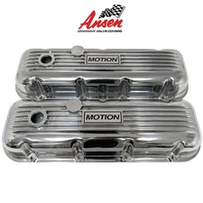 Big Block Chevy "Motion" Valve Covers, Classic Finned - Polished - Ansen USA
