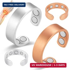 2PCS Magnetic Copper Rings for Women Men,99.99 Pure Copper Ring with 9