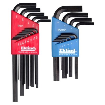 HEX KEY SET 22 PC SAE/METRIC SHORT/LONG EKL10022 Brand New!
