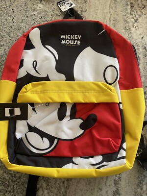 NWT Bioworld Disney Mickey Mouse Backpack Bag Mickey 90 Years Large Red Yellow