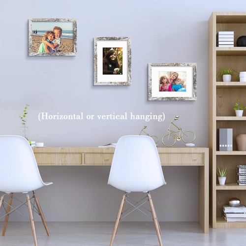 9x12 Picture Frame for 6x8 Photo with Mat or 9x12 Without Mat Distressed White - Picture 4 of 7