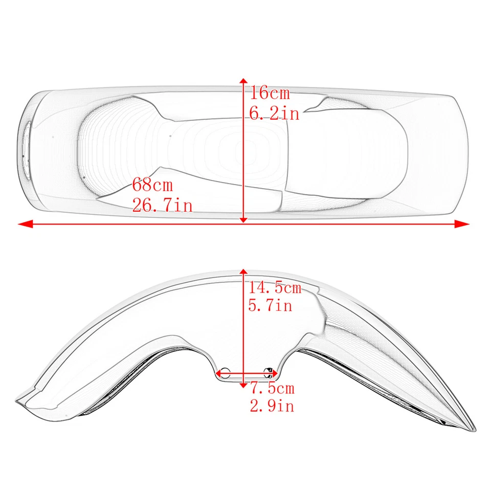 Garde-boue avant couverture plastique ABS brillant pour Harley Softail Fat Boy - Photo 2/4