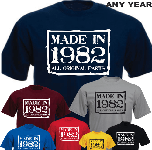 Made in 40th Birthday All Original Parts 1982 New T-shirt Present - Zdjęcie 1 z 1