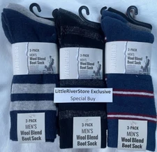 3 Pairs Adventure Men's Wool Blend Boot Socks Shoe size 9-12 NWT Very nice +soft