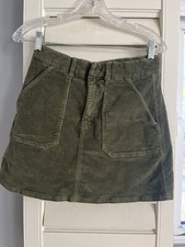 American Eagle Mini Skirt Corduroy Olive Green Cargo Stretch Retro Boho 90s Y2k