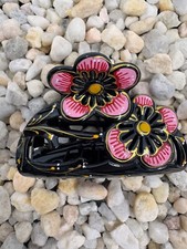 Hand Painted Hair Clip - Pink Two Flowers